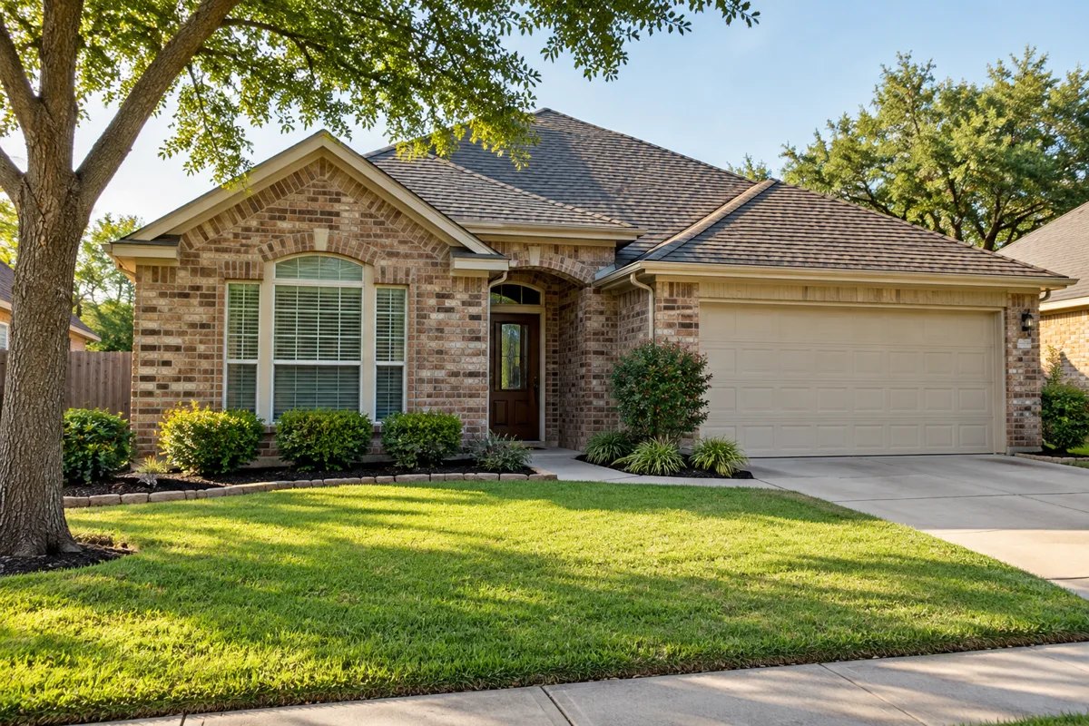 Brick rental home in a residential neighborhood