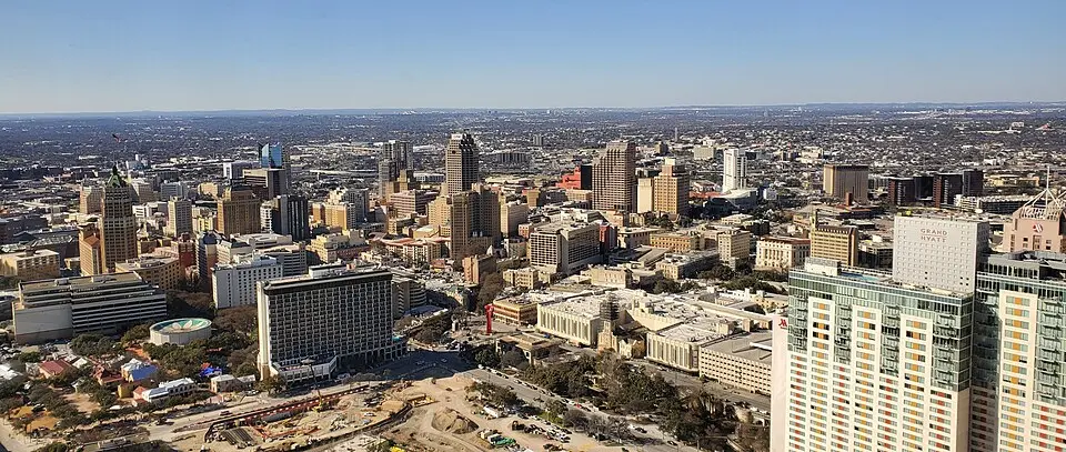 Downtown San Antonio skyline at sunset